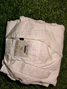 White Linen Striped Casual Shirt