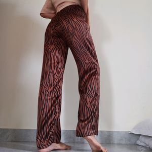 Wide Animal Print Trousers