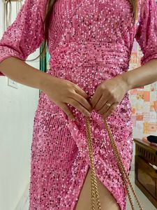 Shimmer Pink Bodycon Dress