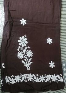 Embroidered Brown Kurta Pant Set