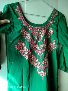 Green Embroidered Kurta