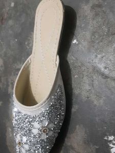 Sparkling Silver Embellished Flats
