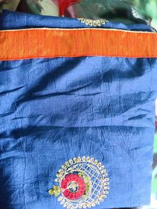 Blue Embroidered Sari