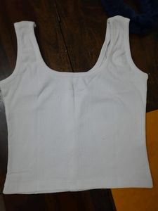 New Crop Top Wear Summer White Ribbed Tank Stretch