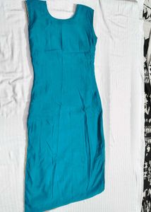 Women Teal Blue Sequence Chanderi Cotton Suit Set