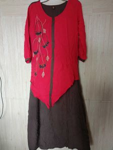 Pink Brown Kurta For Women