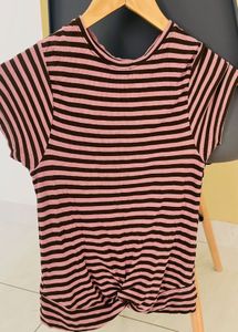 Striped Twist-Front Top