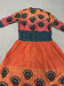 Elegant Printed Long Kurta Open button