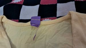 Yellow   Pure  Cotton  Top Full Sleeve