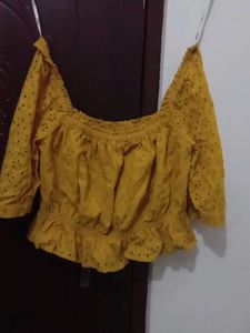Mustard Embroidered Top