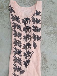 Peach And Black Colour Kurti