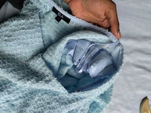 ELA Powder Blue Textured Crop Top