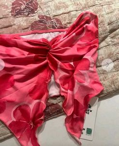 Pink floral scarf tube top - newme