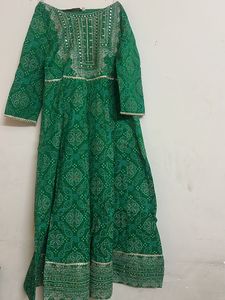 BHADHANI PRINT GREEN KURTI
