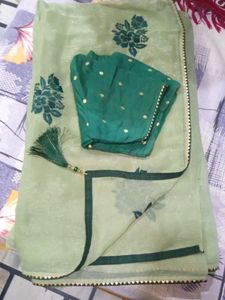 Elegant Green Floral Saree