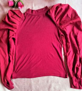 Red Puff Sleeve Top