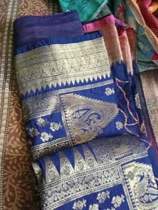 Elegant Pink &amp; Blue Saree