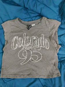 H&amp;m crop grey Colorado Springs Tee