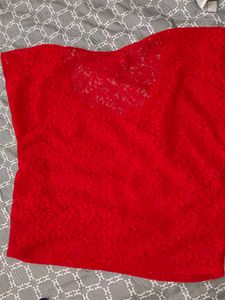 Combo Of Red &amp; Black Lace Crop Tops