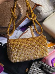 gold Rhinestone Embellished Evening Bag