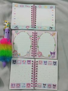 sanrio water diary and unicorn multicolour pen