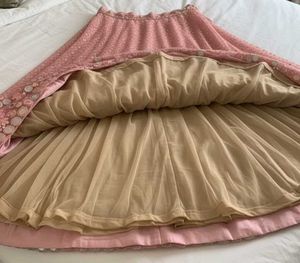 Designer Peach-Pink Embroidered Heavy Lehenga Set