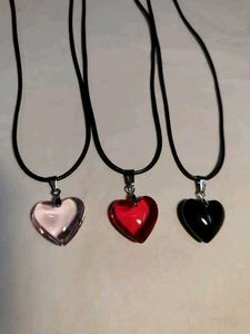 Y2k Glossy Heart Cord Necklaces Pack Of 3