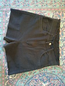 Black High-Waisted Denim Shorts
