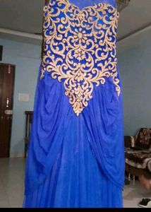 Elegant Blue &amp; Gold Evening Gown