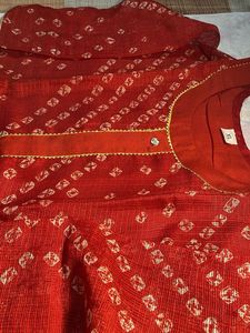 Red Bandhani Print Kurta Xl size