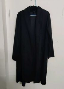 Sassafras Black Ribbed Longline Open Front Shrug