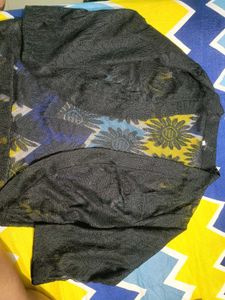 Open front three quarter sleeve shrug