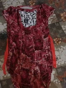 Red Print Tunic Top