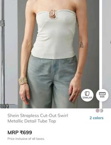 Strapless Cut-Out Swirl Metallic Detail Tube Top