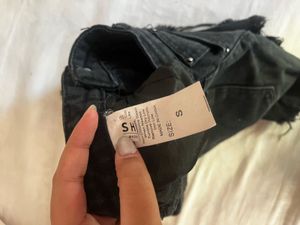 Distressed Black Denim Shorts