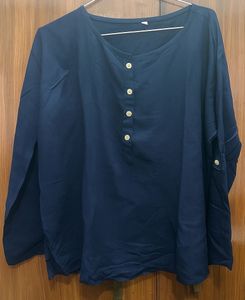 Navy Button-Down Top