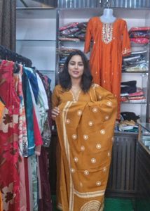 Elegant Embroidered mustard yellow cotton Kurta Se