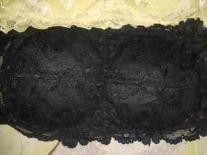 2 Tube Bra. Padded. Black N Skin.