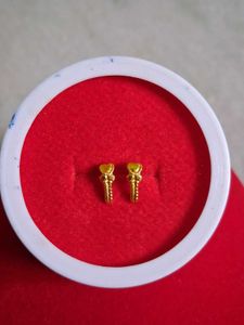 Gold Heart Stud Earrings