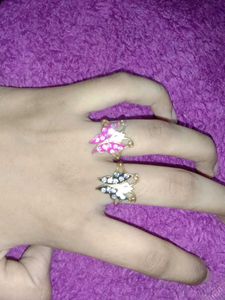 Butterfly Rings - Pink &amp; Black Combo