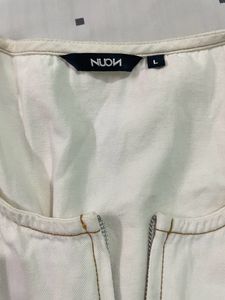 White Denim Zip-Up Dress