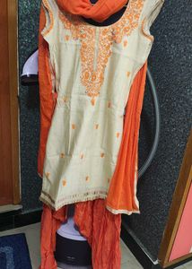 Orange Embroidered Salwar Kameez
