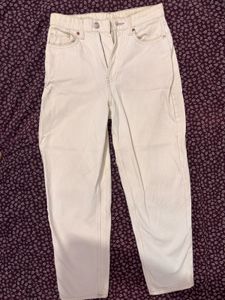 h&m off-white straight fit denim (free shipping)