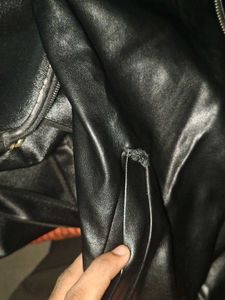 Black Faux Leather Zip-Up Jacket