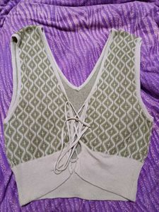 Green And White Tunic Top