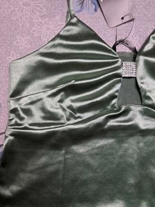 Green Satin Cami Top
