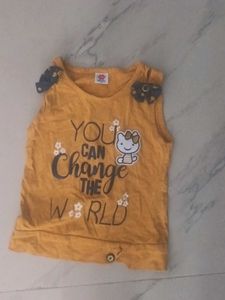 Girl&#39;s Yellow Top and Skirt Set