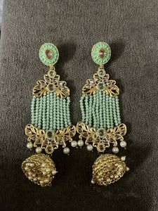 Sea Green Elegant Jhumka Earrings
