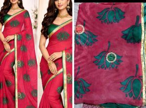 Elegant Red & Green Saree