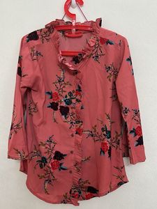 Floral Print Ruffle Top